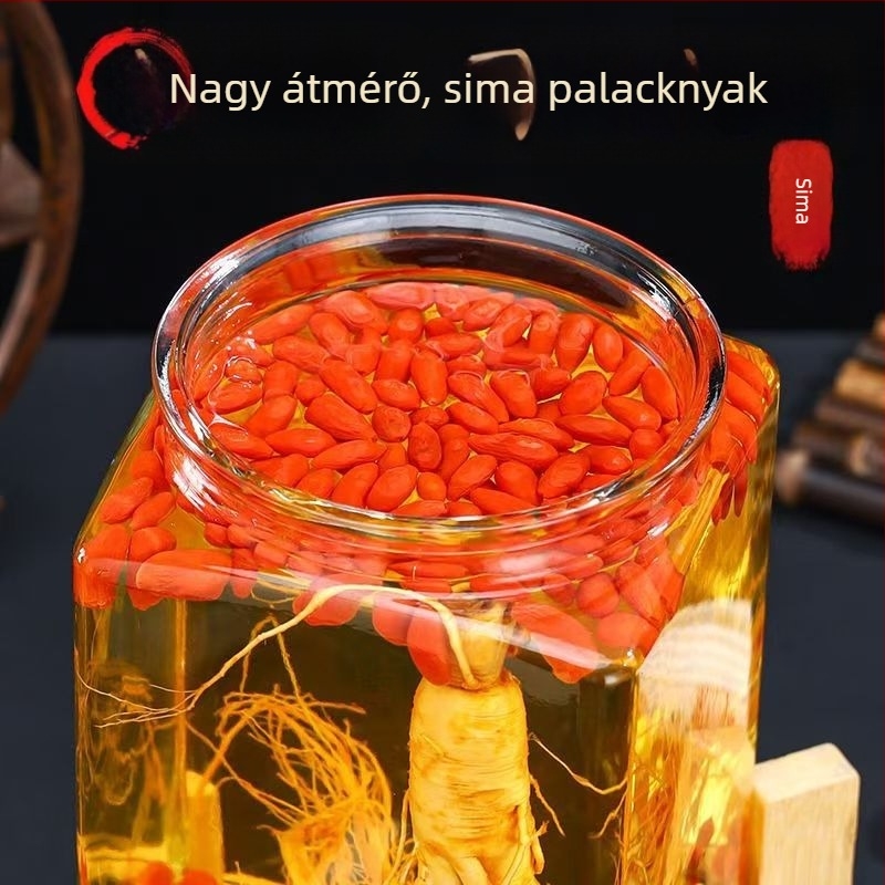 Lanlan zárt üvegboros edény csappal, négyzetes formájú, 5L+ kapacitás, magas minőség, testreszabható logó