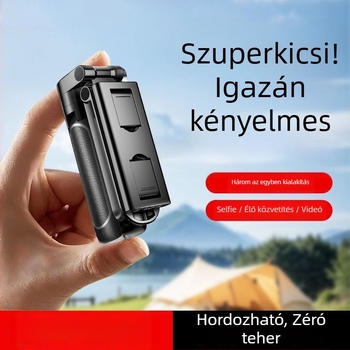 Z40 Bluetooth Selfie Bot távirányítóval, ABS+alumíniumötvözet, négylábú tartó és megvilágító fény
