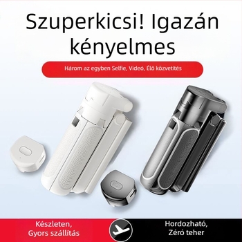 Z40 Bluetooth Selfie Bot távirányítóval, ABS+alumíniumötvözet, négylábú tartó és megvilágító fény