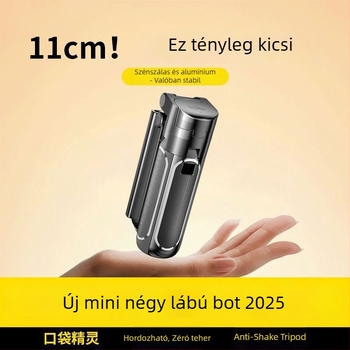 Z40 Bluetooth Selfie Bot távirányítóval, ABS+alumíniumötvözet, négylábú tartó és megvilágító fény