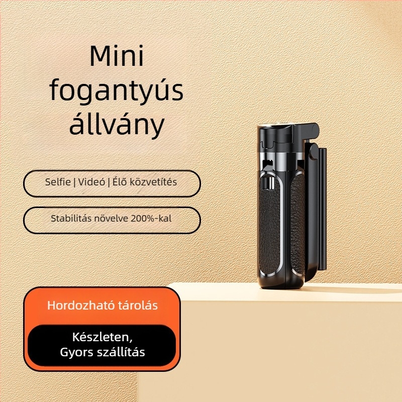 Z40 Bluetooth Selfie Bot távirányítóval, ABS+alumíniumötvözet, négylábú tartó és megvilágító fény