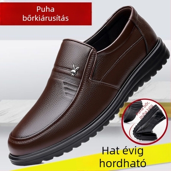 Férfi PU bőr cipő, gumírozott talp, kerek orrú, vízálló és csúszásmentes, laza tavaszi stílus