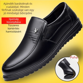 Férfi PU bőr cipő, gumírozott talp, kerek orrú, vízálló és csúszásmentes, laza tavaszi stílus