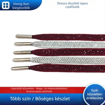 Rhinestones lapos cipőfűző sportcipőkhöz, bakancsokhoz és hétköznapi cipőkhöz — modell ZS07, hossz 140, stílus: laposfűző, elegáns megjelenés