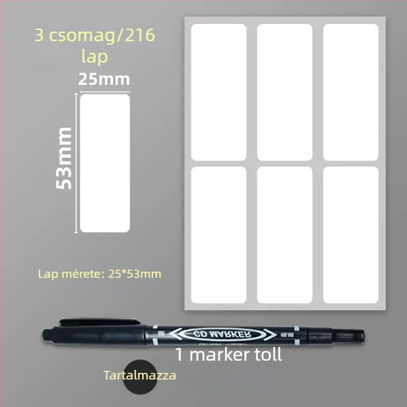 Öntapadós PVC címkék – útmutató címkék, modell: címke, 1 darab oldalanként
