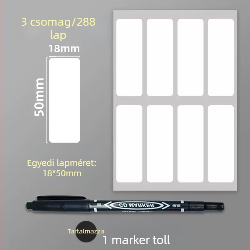 Öntapadós PVC címkék – útmutató címkék, modell: címke, 1 darab oldalanként
