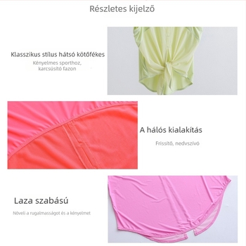 Női ujjatlan jóga felső, nylon-spandex anyag, légáteresztő hálóval, gyorsan száradó, egyszínű, futáshoz és edzéshez