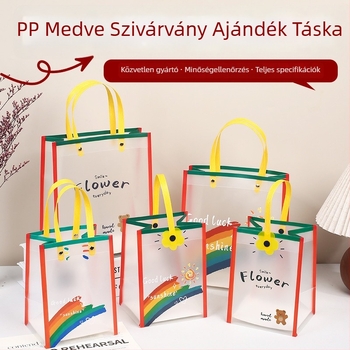 Egyedi PP ajándéktáska, átlátszó emlék táska, dupla rétegű 36 selyem, születésnapi ajándéktáska