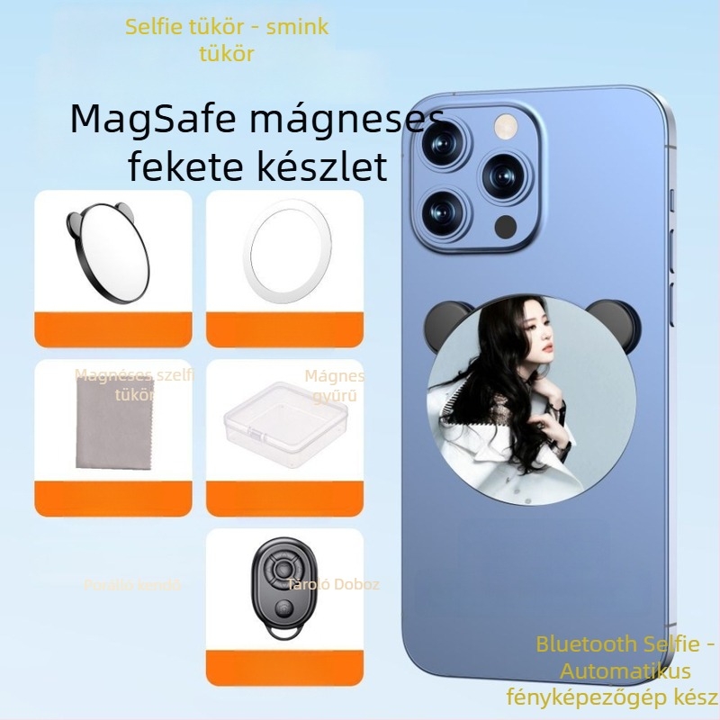 Mágneses okostelefonos szelfi tükör, képstabilizációval, Bluetooth-szal és távirányítóval, univerzális stílus, műanyag kivitel