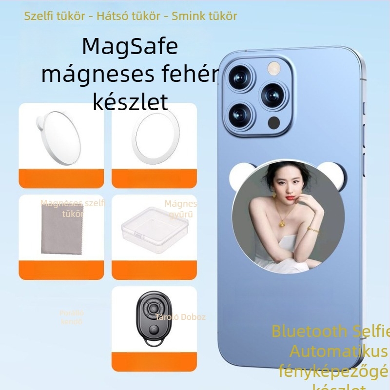 Mágneses okostelefonos szelfi tükör, képstabilizációval, Bluetooth-szal és távirányítóval, univerzális stílus, műanyag kivitel