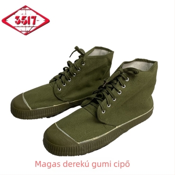 Magas szárú vászon munkavédelmi cipő férfiaknak, gumírozott talppal, kerek orr, középső sarok 3–5 cm, kültéri hegymászáshoz