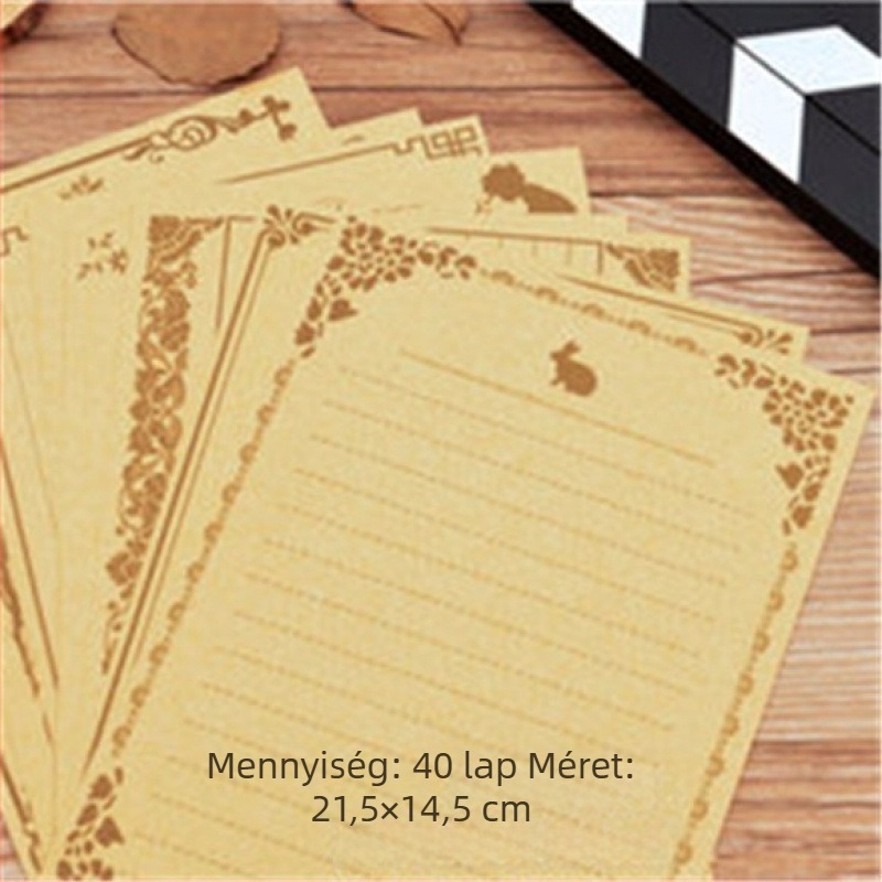 Írószer-készlet borítékokkal és levelezőlapokkal, retró kínai stílus, ablakkal ellátott borítékok, 56 darab