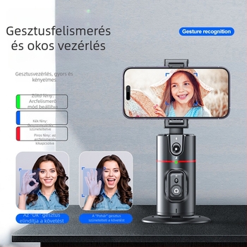 Mobiltelefonhoz készült gimbal arcfelismeréssel, 360° panoráma követés, asztali állvánnyal, Bluetooth távirányítóval, képstabilizálás