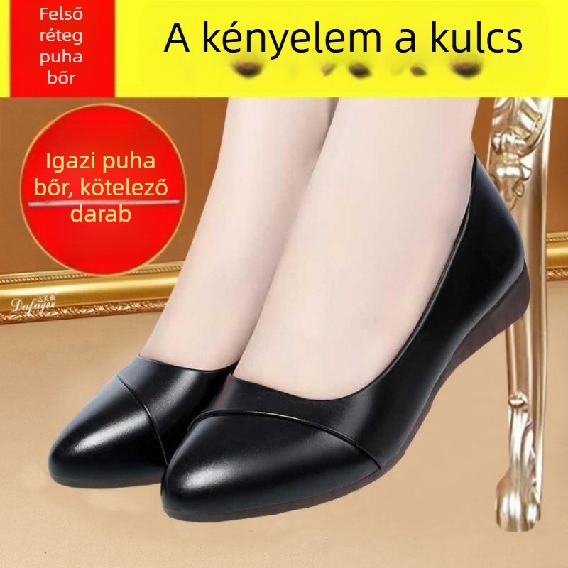 Repülőutas munkacipő - női mindennapi cipő, hegyes orr, 4–6 cm-es klines sarok, felső anyag: szuper rost, talp: gumi, belső PU párna, légáteresztő