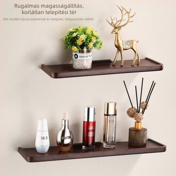 1 rétegű diófából készült tárolópolc, európai stílus, fúrással rögzíthető, fürdőszobai kozmetikai szervező