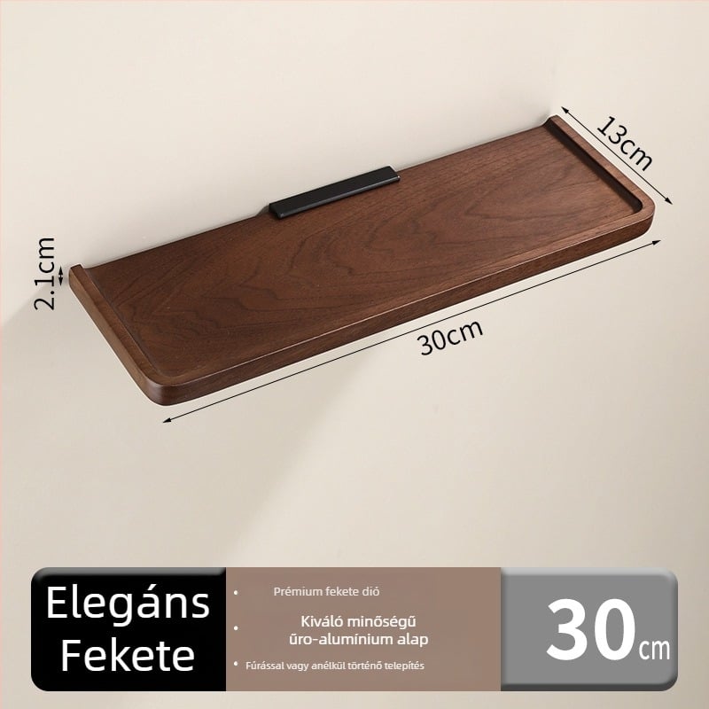 1 rétegű diófából készült tárolópolc, európai stílus, fúrással rögzíthető, fürdőszobai kozmetikai szervező