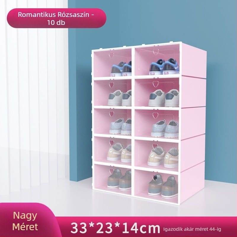 20 darabos cipő tároló doboz készlet, átlátszó műanyag, többszintes cipőszekrény, egyszerű és modern dizájn, ülőfelülettel