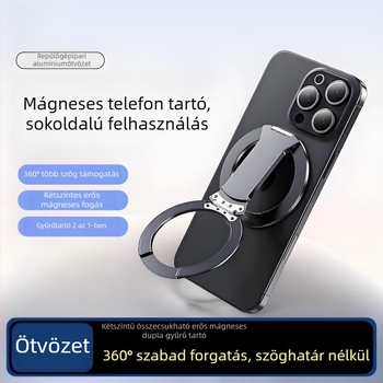 Mágneses telefon-tartó összecsukható, nyújtható gyűrűvel, 2-in-1, alumíniumötvözet, MagSafe kompatibilis, rezgéscsillapító