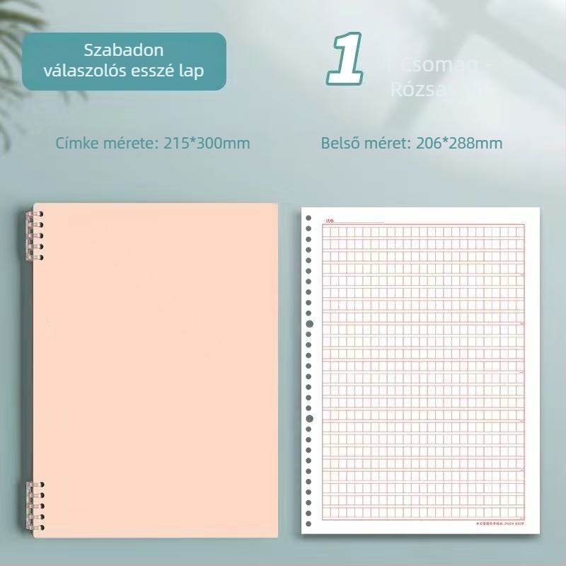 Jegyzetfüzet oldható kötésű, PP borító, fa pulp papír 120 g, 1–50 oldal