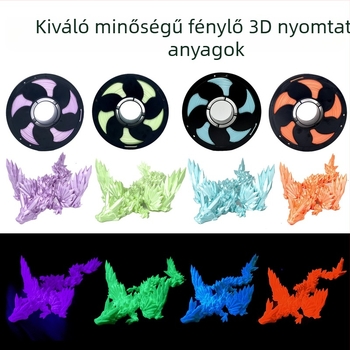 Sötétben világító PLA filament 3D nyomtatáshoz — kerek keresztmetszet, standard PLA sűrűség, márka Tuosen 3D / Sunsenkj, testre szabható csomagolás