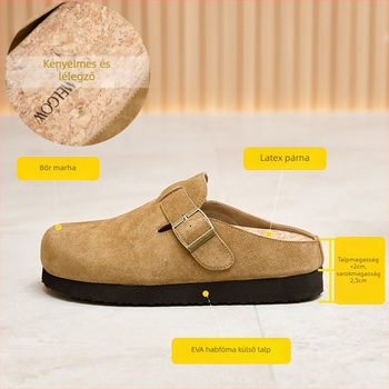 Női mindennapi cipő, tehénbőr felsőrész, kerek orr, EVA talp, középmagas sarok 3-5 cm