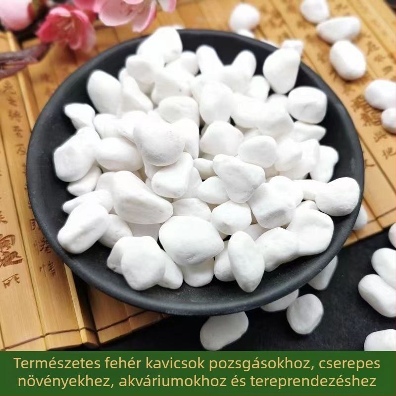 Természetes fehér kövek és színes kavicsok kerthez, kerti cserépbe és pozsgásokhoz, járdafelületek és kertépítés