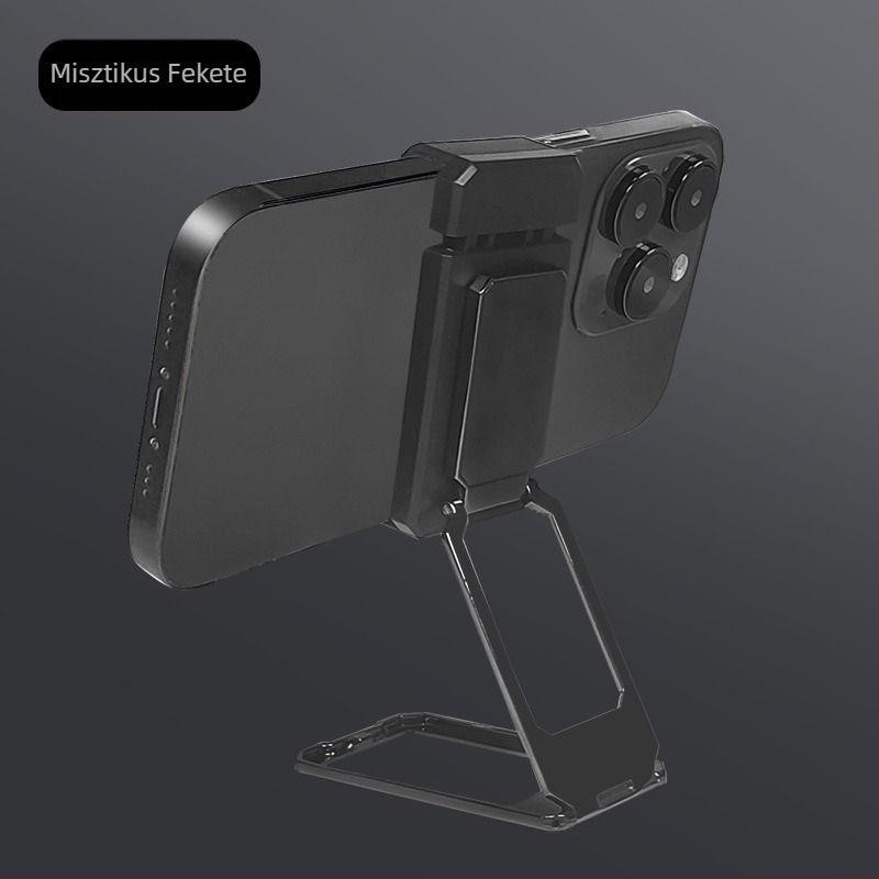 Telefon tartó gyűrűvel, 360° forgás, összecsukható állvány, cinkötvözet, egyedi logó