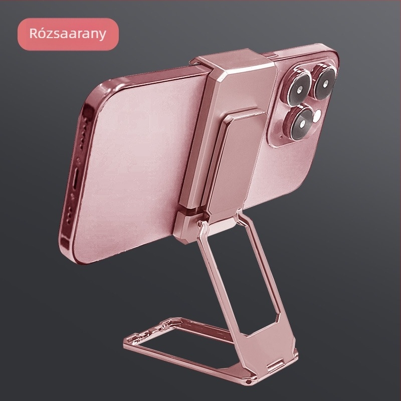 Telefon tartó gyűrűvel, 360° forgás, összecsukható állvány, cinkötvözet, egyedi logó