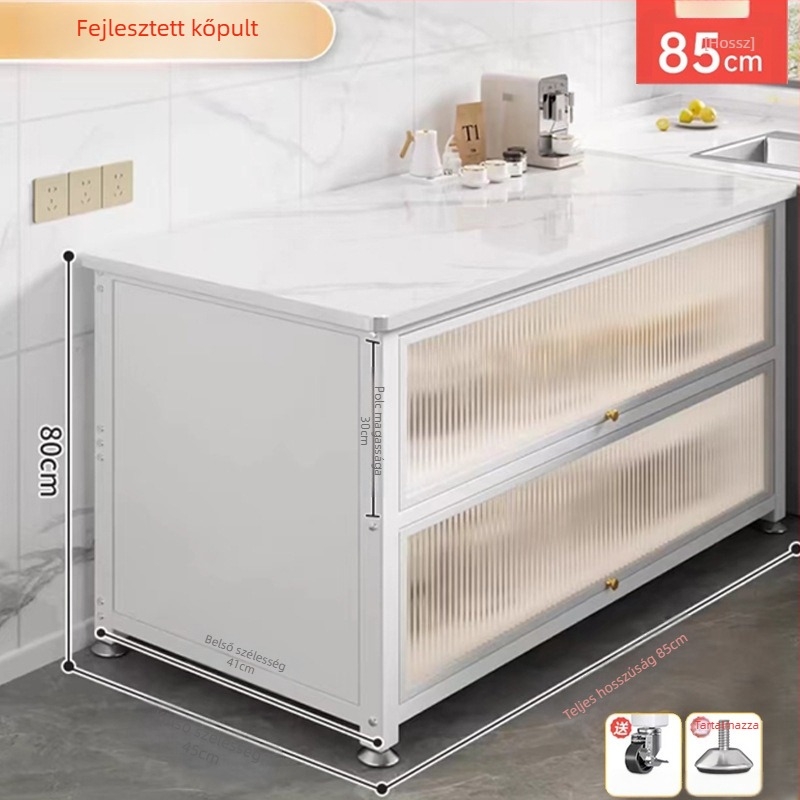 Padlóra álló konyhai tárolóállvány, több rétegű, többfunkciós, szénacélból