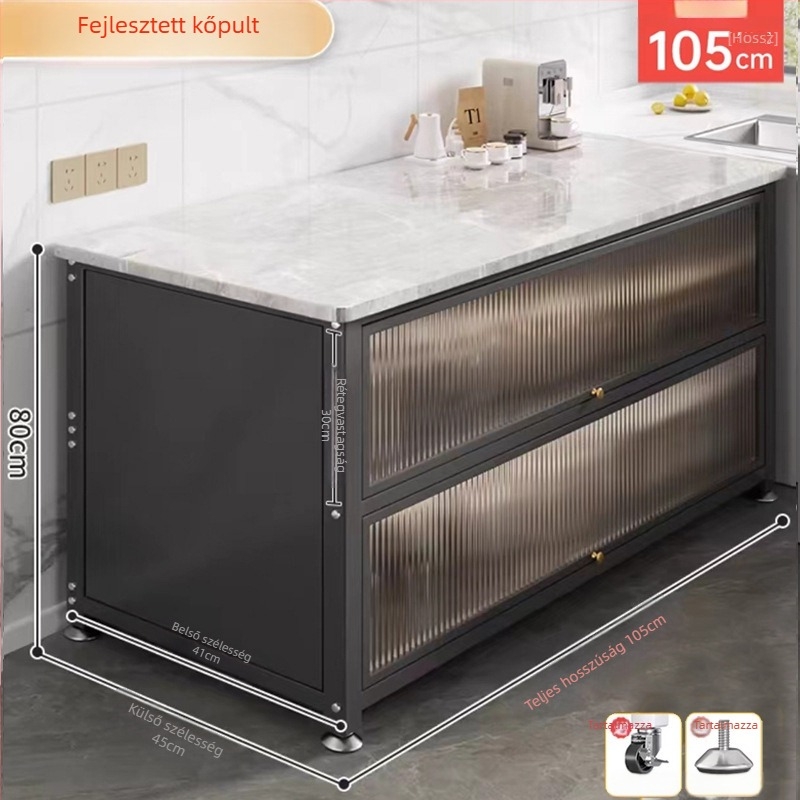 Padlóra álló konyhai tárolóállvány, több rétegű, többfunkciós, szénacélból