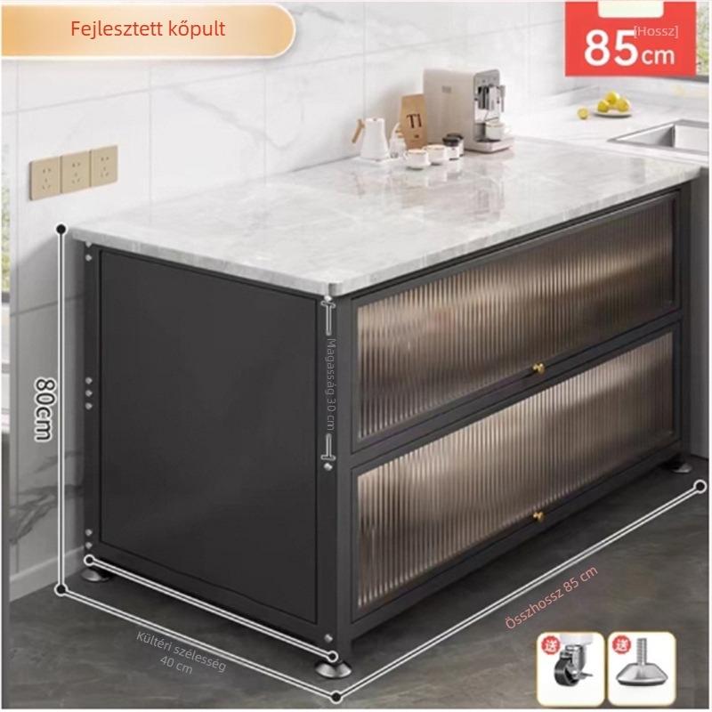 Padlóra álló konyhai tárolóállvány, több rétegű, többfunkciós, szénacélból