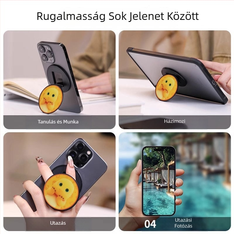 iPhone 17-kompatibil telefon tartó gyűrűvel, 360° forgatható és összecsukható, MagSafe mágneses gyűrű, alumínium ötvözet, testreszabható