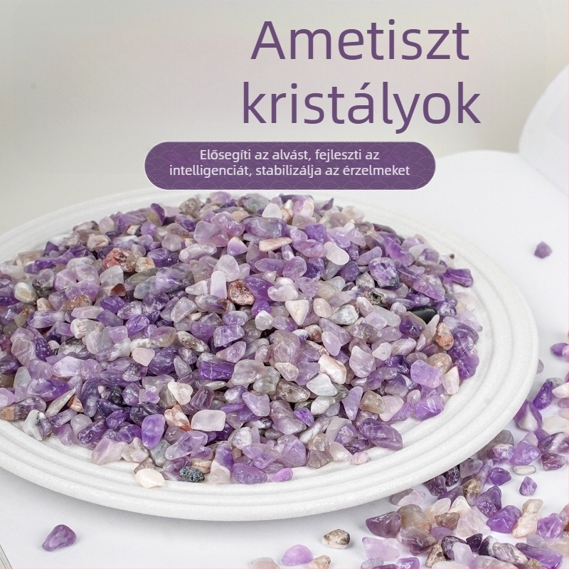 Természetes ametiszt kristály: durva és polírozott kő, lila kavics jóga és akváriumi dekorációhoz