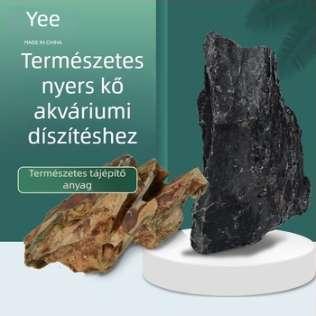 Savított savanyított Zöld Sárkány kő és fenyőkéreg kő akváriumi díszítéshez, készlet különböző méretű töredezett kövekkel, szikla-kertek és vízinövények