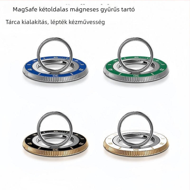MagSafe mágneses gyűrűtartó, 360° forgás, ötvözetből készült, asztali/telefonhoz használható tartó, testreszabás elérhető
