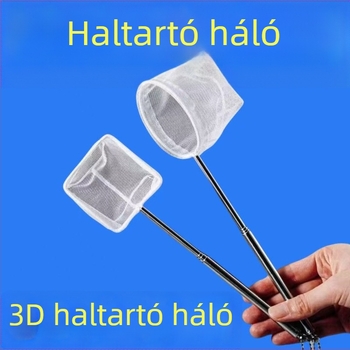 Teleszkópos 3D akváriumi merítőháló guppi, betta és díszhalak fogásához, rozsdamentes acélból