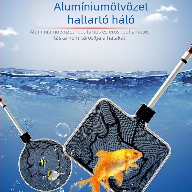 Teleszkópos alumínium ötvözetből készült kézi háló koi tavakhoz és akváriumokhoz — közepes és nagy méret, megerősített kivitel
