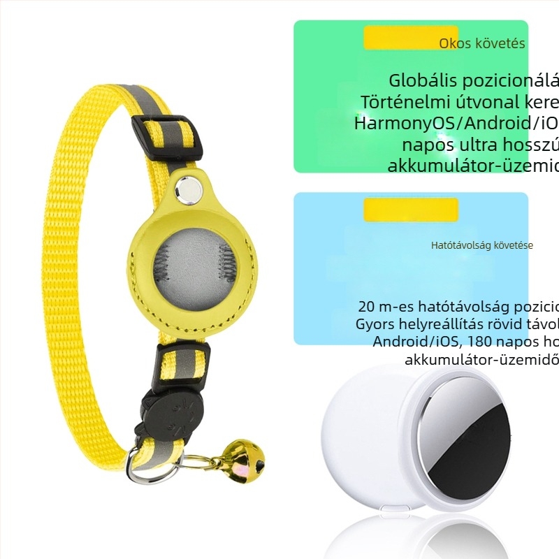 AirTag nyomkövető készlet háziállatok számára: macska nyakörv fényvisszaverő csengővel