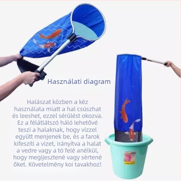 Nemes acélból készült kör alakú tóháló koi és dragonfish számára — akváriumi felszerelés, halbarát, 3 kg