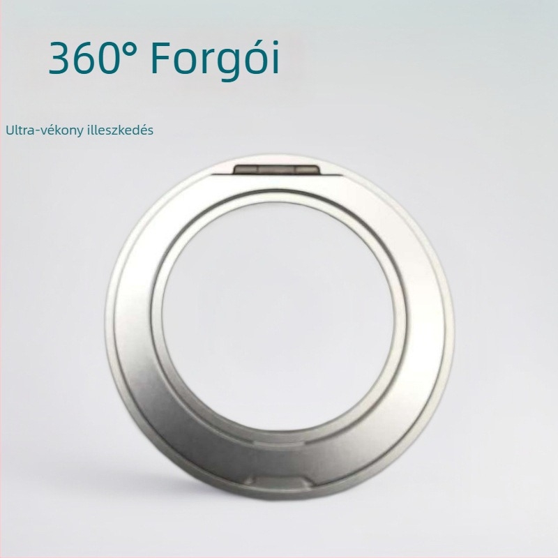 Telefontok kattintható állvánnyal, 360° forgás, mágneses gyűrű tartó, fémtest, 2,3 mm vastagság