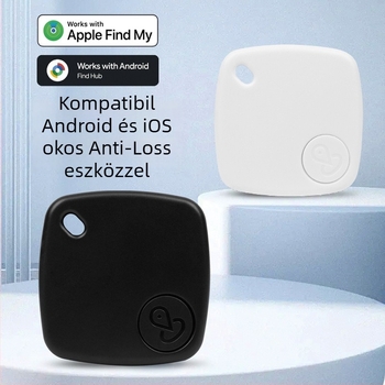 Findmy Sualio Tag Bluetooth nyomkövető, ABS ház, 210mAh akkumulátor, 20m hatótávolság, kompatibilis iOS-sel és Androiddal