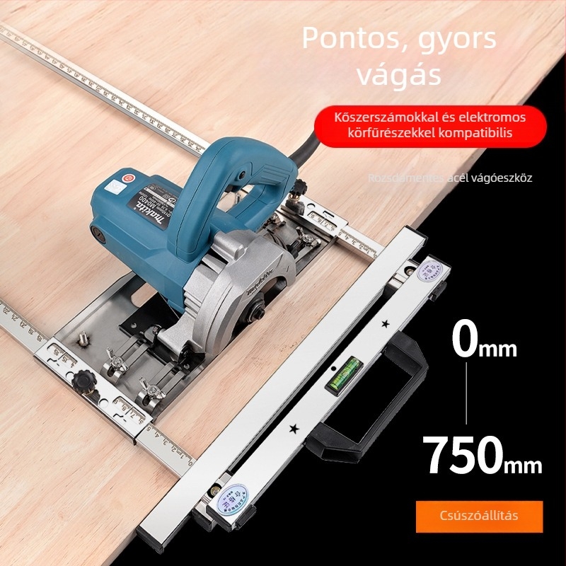 Faanyag lemez vágó- és igazító eszköz, hordozható fűrész és pozicionáló támasz