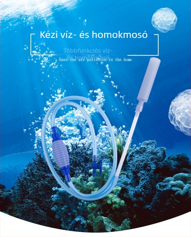 Kézi akváriumvíz-cserélő rendszer szifonnal és tisztító eszközzel