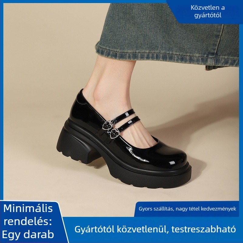Női Mary Jane cipők | Szintetikus bőrfelső, kerek orr, muffin sarok 6–8 cm, csatt-zár