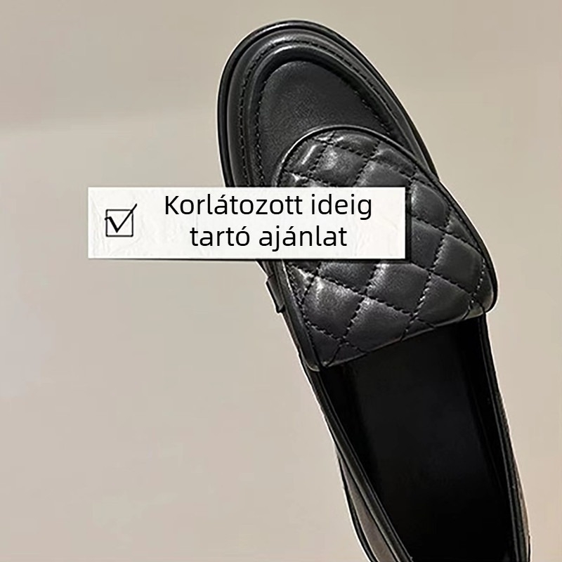 Női loaferek, brit stílus, slip-on, kerek orrú, felső rész valódi bőrből, 3-5 cm sarok