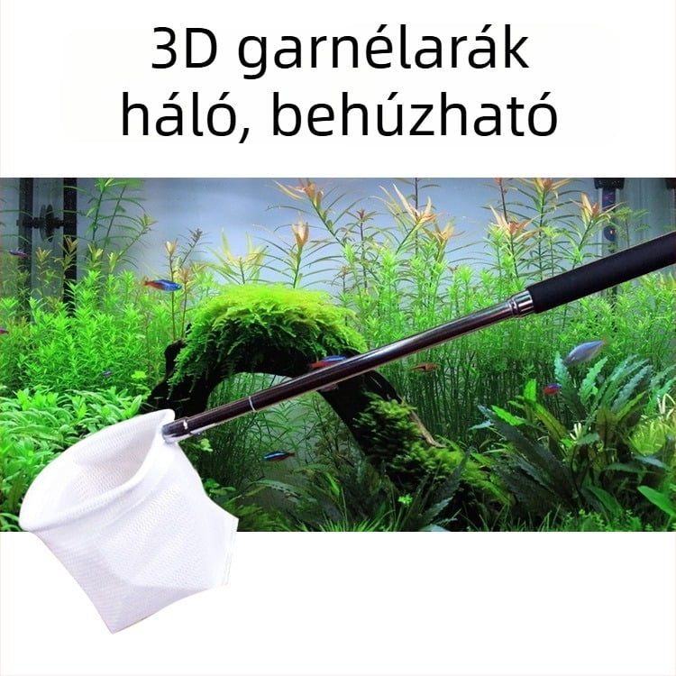 3D kristály garnéla háló akváriumhoz teleszkópos rúddal, kis halivadék háló és dekorat garnéla