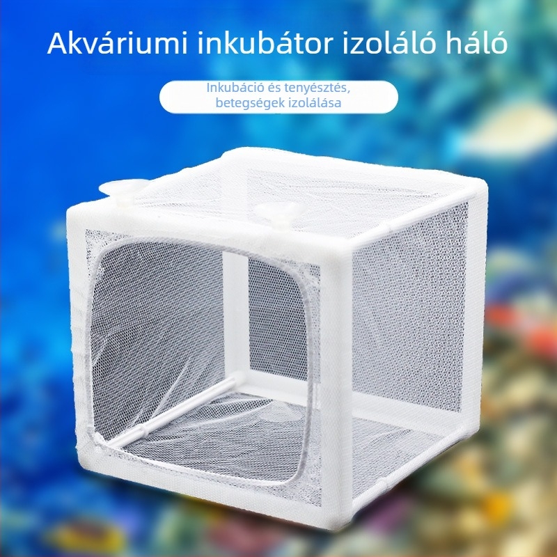 Műanyag akváriumi inkubátor és izolációs tenyésztő doboz kis trópusi halak számára, tenyésztő hálóval, kb. 300 g