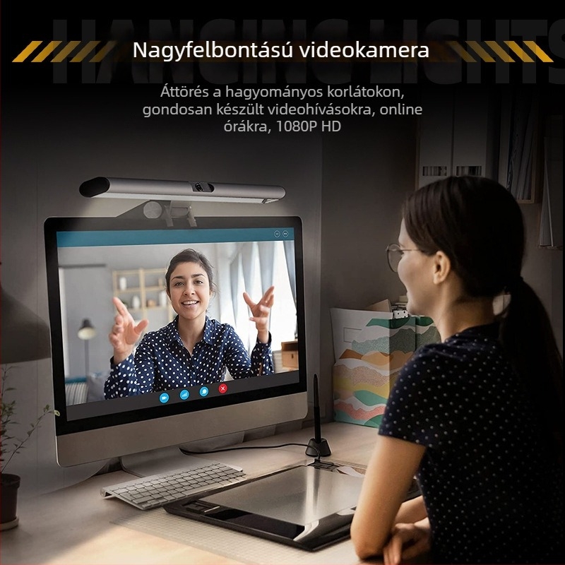 Videokonferenciákhoz LED kijelző lámpa, modell S1 (alumíniumötvözet; szemvédő; 1 kg)