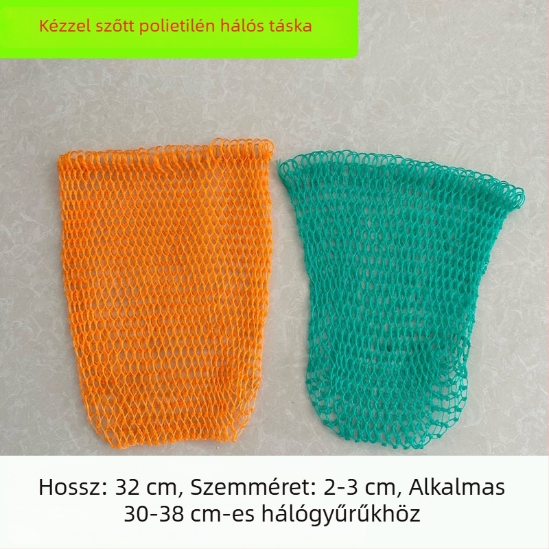 Nylon horgászháló kézzel szőtt fogó táska és hálófej kiegészítő