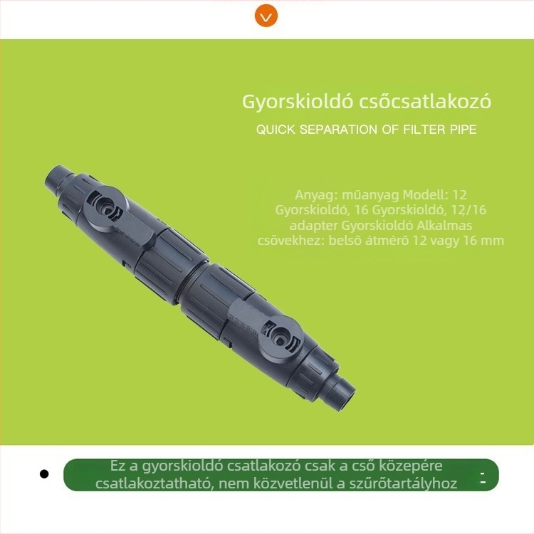 Műanyag gyorscsatlakozó akváriumi vízvezetékhez – bemenet/kimenet adapter, 12/16 és 16/22 illesztések, 12–16 átmérő konverzió
